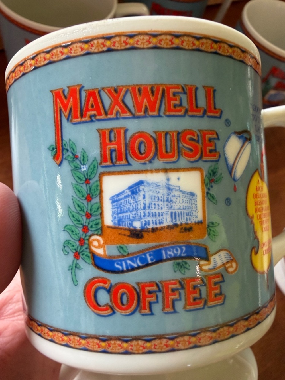 Vintage Porcelain Maxwell House Pedestal Coffee Cup Set of 7 - Picture 5 of 13